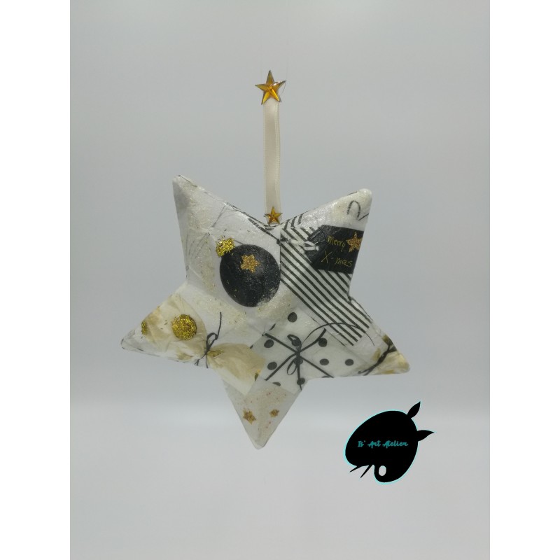 Wishstar Lot de 5 étoiles pliantes de Noël, noires, à 7 branches, 2 pièces de diamètre