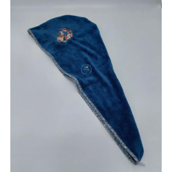 serviette-turban-seche-cheveux-tete-chat-marron-brode@isartatelier